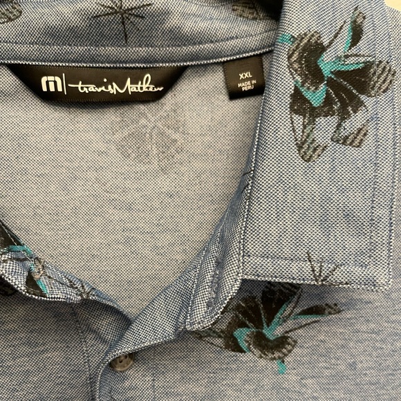 Premium Golf polo. Never worn. Brand new. 2xl. Blue floral. - Picture 2 of 2